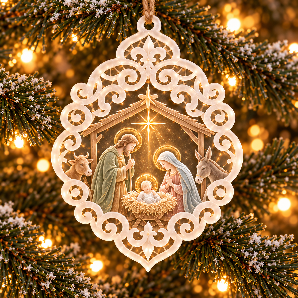 6-Piece Nativity Christmas Ornament Collection – Elegant Holy Family, Guardian Angels, Three Wise Men & Bethlehem Scene Ornaments | Religious Christmas Tree Decorations & Christian Keepsake Gifts