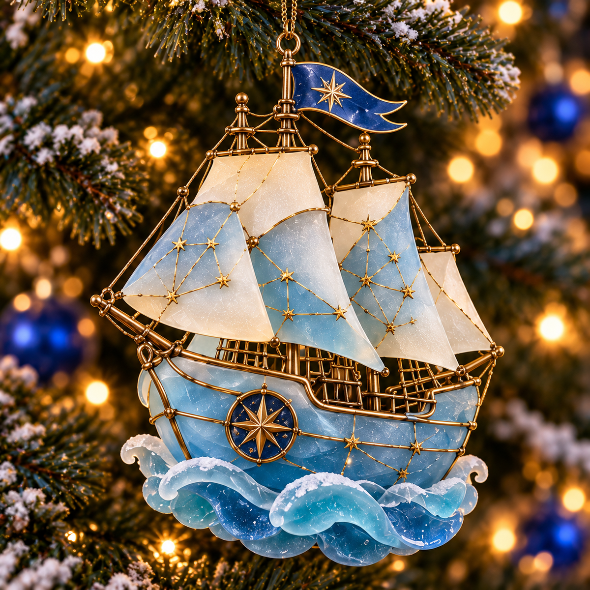 ⛵ 2026 Coastal Christmas Sailing Ship Ornaments – Set of 6 Nautical Holiday Keepsakes