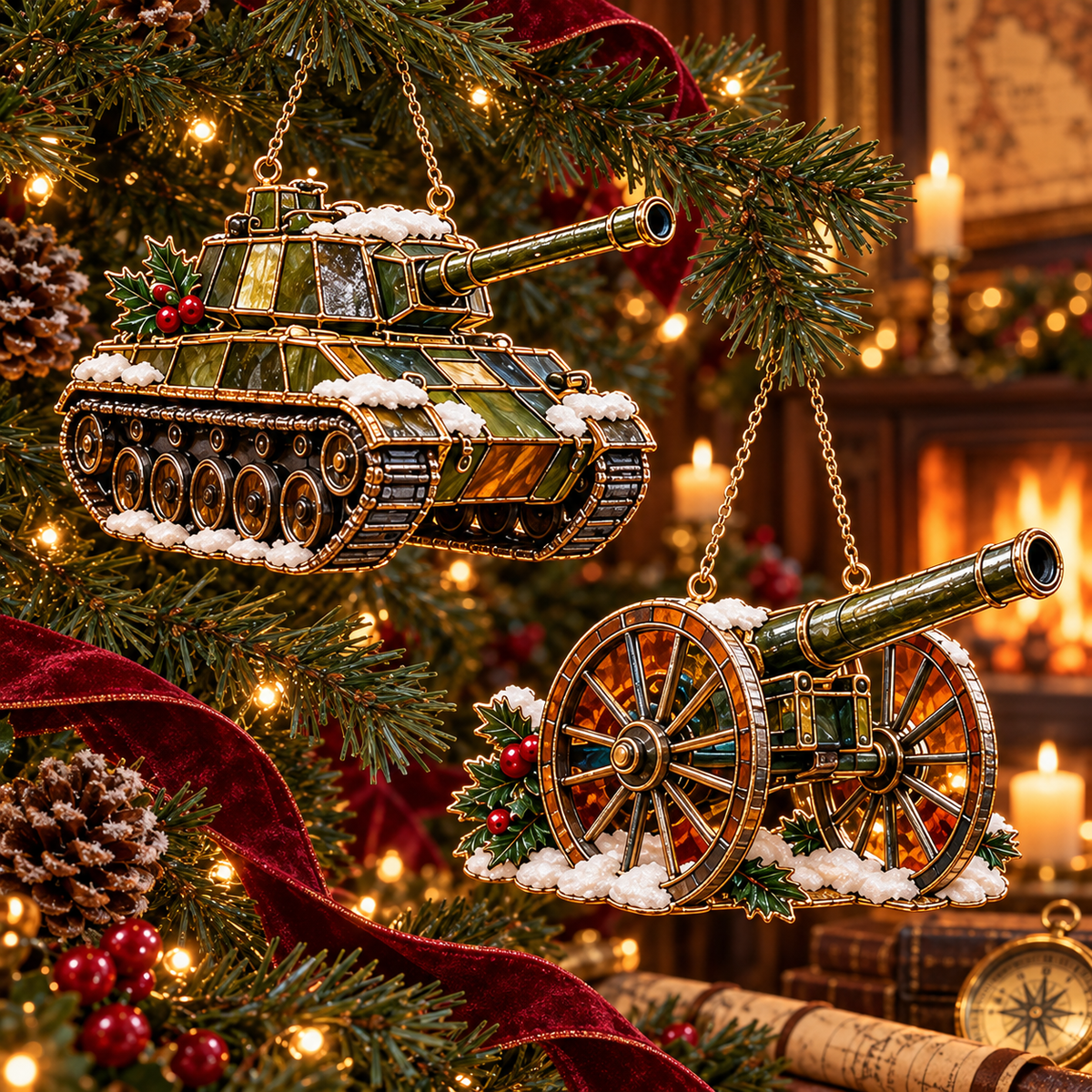 ✨ 2026 Military Stained Glass Christmas Ornaments – Set of 6