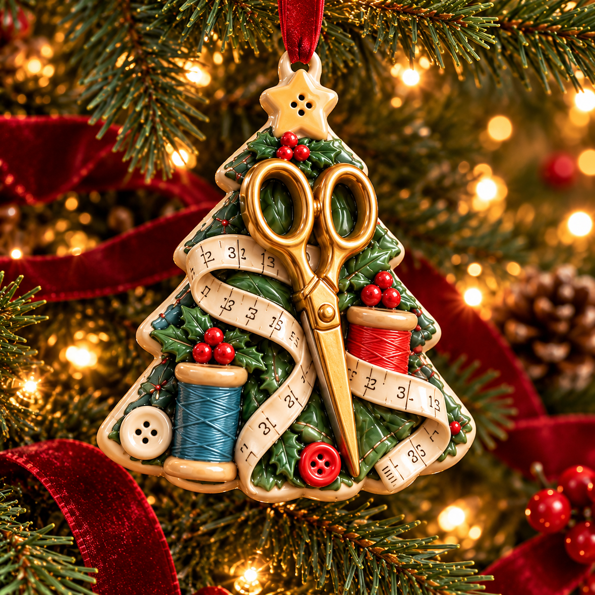 Sew Merry – Vintage Sewing Christmas Tree Ornaments in 6 Charming Designs
