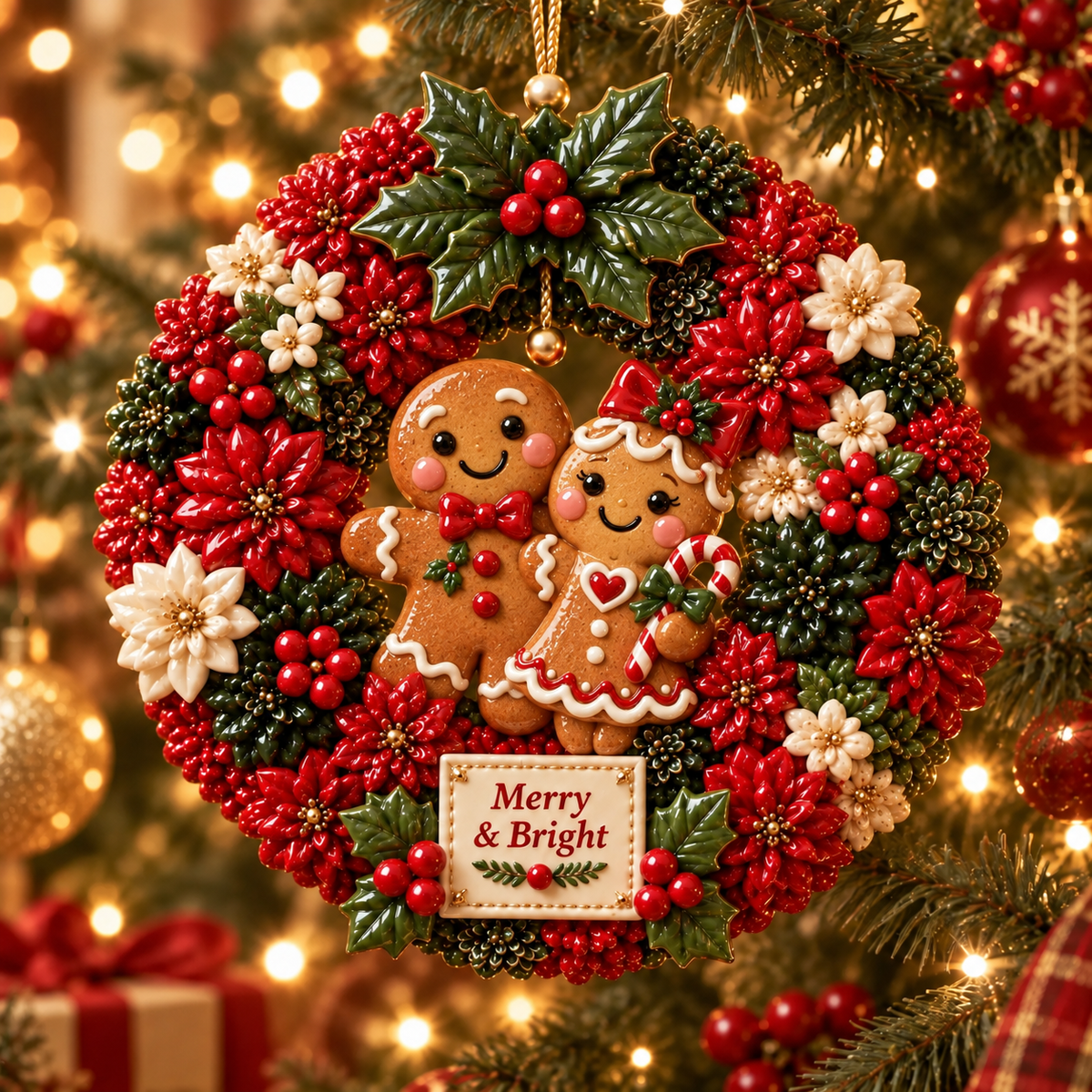 Merry & Bright Christmas Wreath Ornament Collection – 6-Piece Santa, Snowman, Gingerbread, Nutcracker, Reindeer & Cardinal Christmas Tree Decorations | Festive Holiday Keepsake Gifts