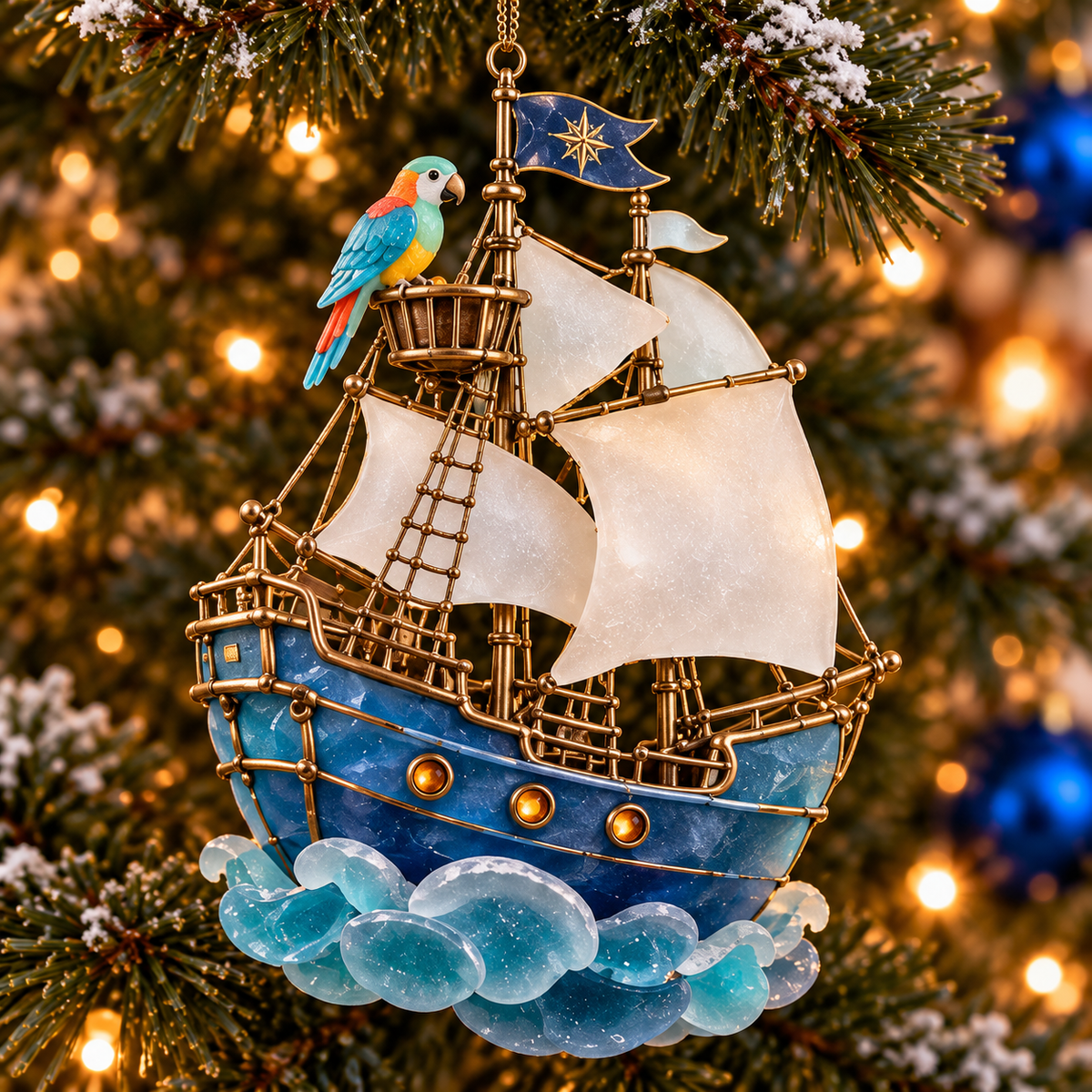 ⛵ 2026 Coastal Christmas Sailing Ship Ornaments – Set of 6 Nautical Holiday Keepsakes