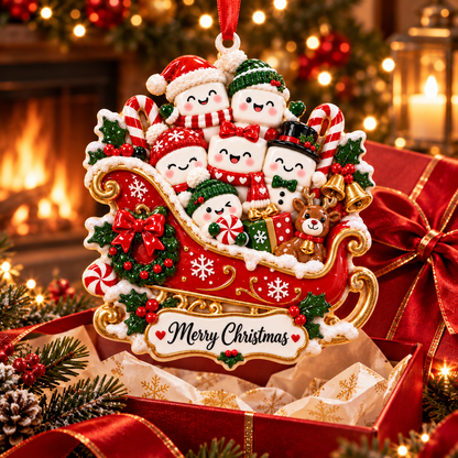 Christmas Marshmallow Family Sleigh Ornament - image 3