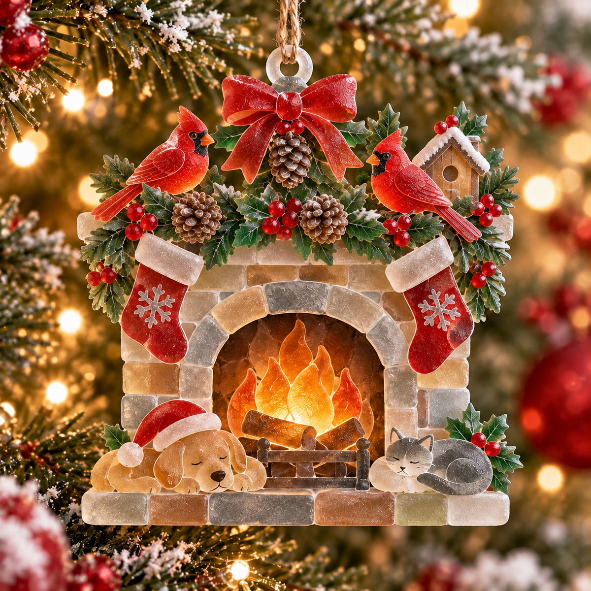 2026 Cozy Christmas Fireplace Ornaments - image 3