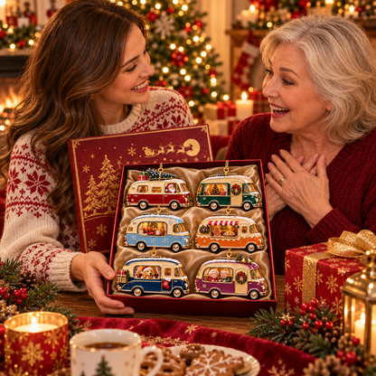 Vintage Christmas Camper Ornaments – 6-Piece Retro Holiday RV Collection | Cozy Christmas Tree Decorations & Heartwarming Keepsake Gifts