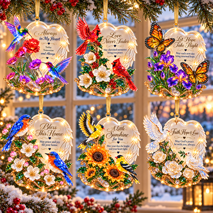 🪽 2026 Angel Wings Heart Christmas Ornaments – Set of 6 Inspirational Holiday Keepsakes