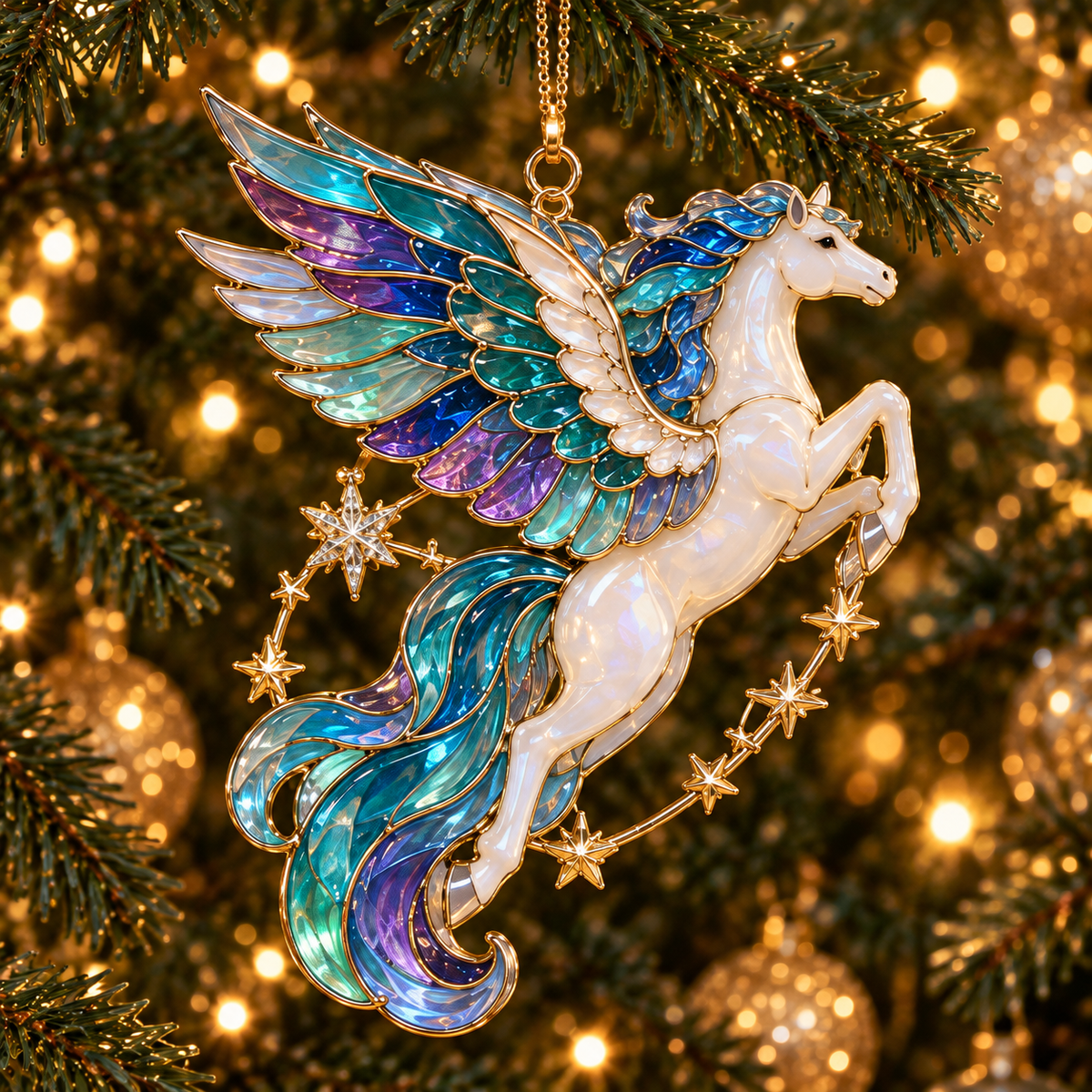 ✨ 2026 Enchanted Stained Glass Unicorn Christmas Ornaments – Set of 6
