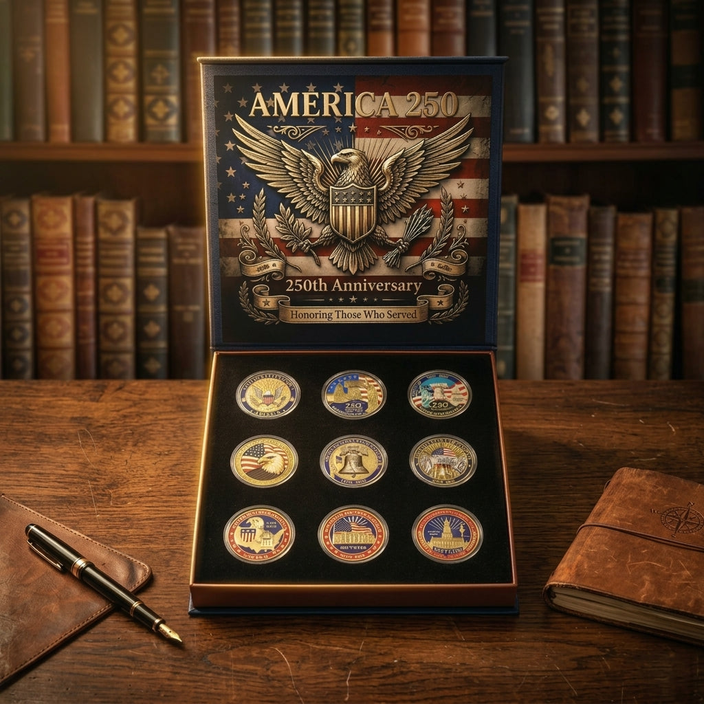 🔥LAST DAY 60% OFF✨9PCS USA 250th Anniversary Commemorative Coin Gift Set
