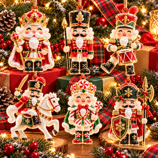 6-Piece Christmas Nutcracker Ornament Collection – Royal King, Toy Soldiers, Drummer & Cavalry Nutcracker Christmas Tree Decorations | Vintage Holiday Hanging Ornaments & Festive Keepsake Gifts