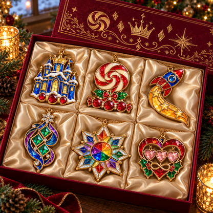 ✨ 2026 Magical Stained Glass Christmas Ornaments – Set of 6 |  Crystal Castle, Candy, Rocket, Rainbow Star & Heart Hanging Decorations | Colorful Christmas Tree Ornaments & Holiday Gifts