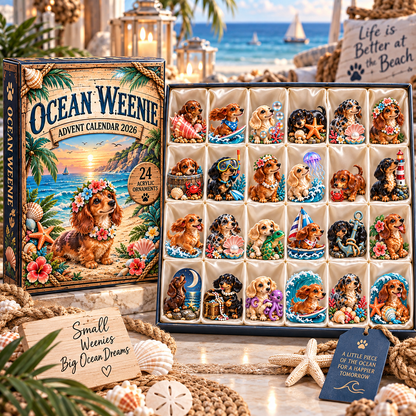 Surfing Dachshund Advent Calendar - 24 Days of Ocean-Themed Surprises