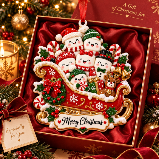 Christmas Marshmallow Family Sleigh Ornament - image 2