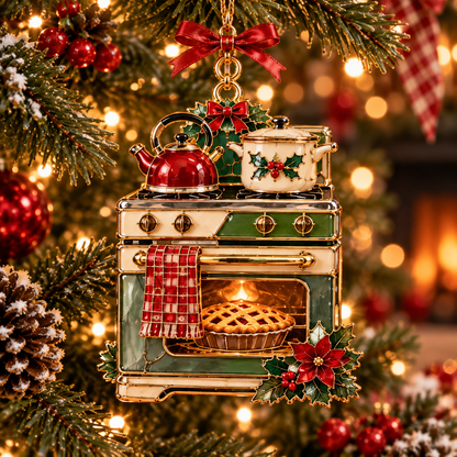 Vintage Christmas Kitchen Ornaments – 6-Piece Retro Baking & Cooking Ornament Set | A Heartwarming Christmas Gift for Bakers, Moms & Grandmas