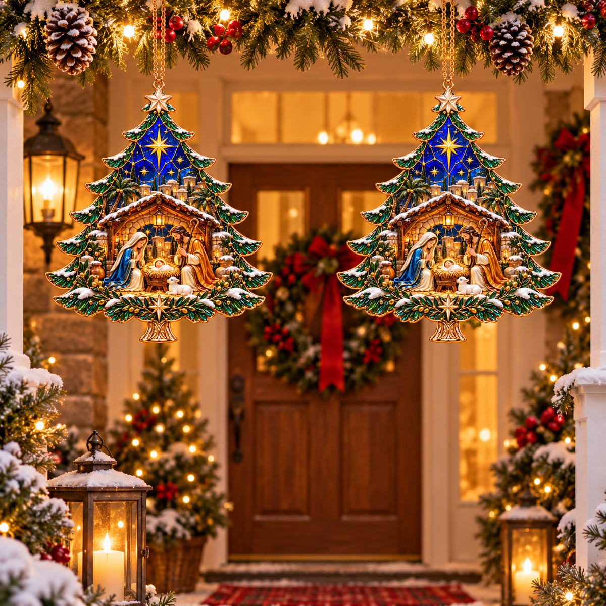 2026 Nativity Christmas Tree Ornament – Stained Glass Holy Family Keepsake, Meaningful Faith Gift & Holiday Décor