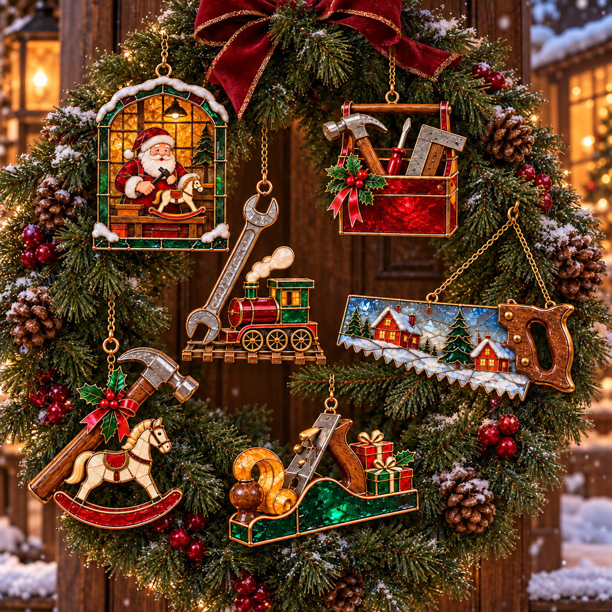 🪚 2026 Christmas Woodworking Ornaments – Set of 6 Festive Carpenter Holiday Keepsakes