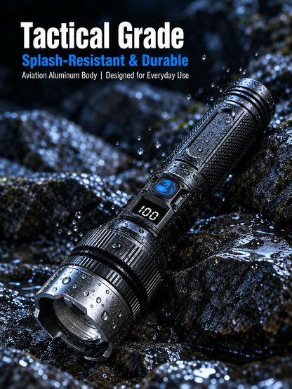 🔥 HOT SALE 50% OFF 💎 High-power flashlight: features an aluminum alloy heat-dissipating head and a telescopic zoom design for powerful, concentrated light; includes a digital battery level display.