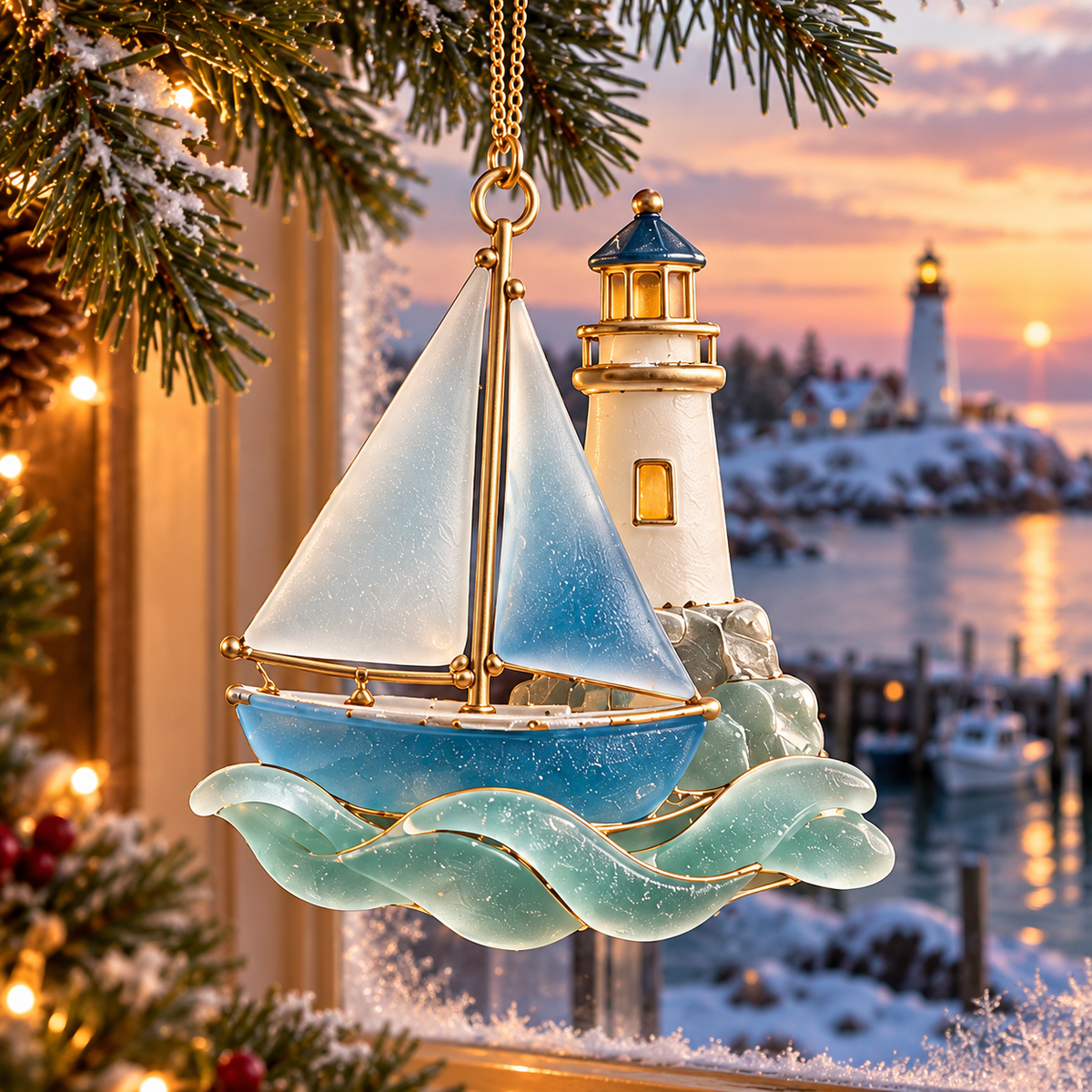 🌊 2026 Coastal Christmas Boat Ornaments – Set of 6 Nautical Holiday Keepsakes