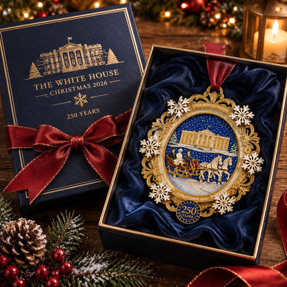 White House Snowy Christmas Night Ornament – USA 250th Anniversary Commemorative Keepsake