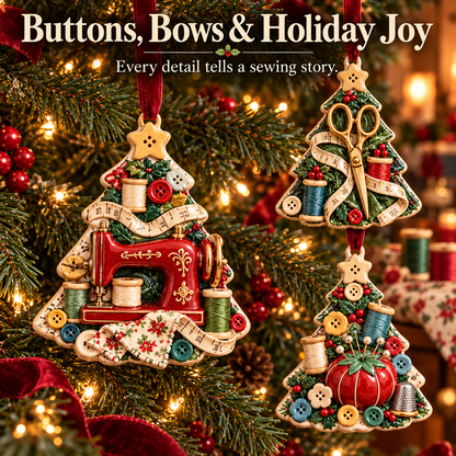 Sew Merry – Vintage Sewing Christmas Tree Ornaments in 6 Charming Designs