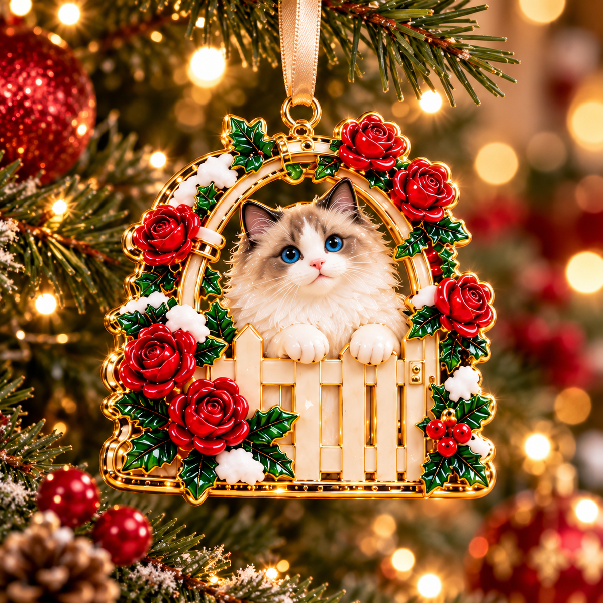 Ragdoll Cat Christmas Ornaments – Cozy Holiday Garden Collection