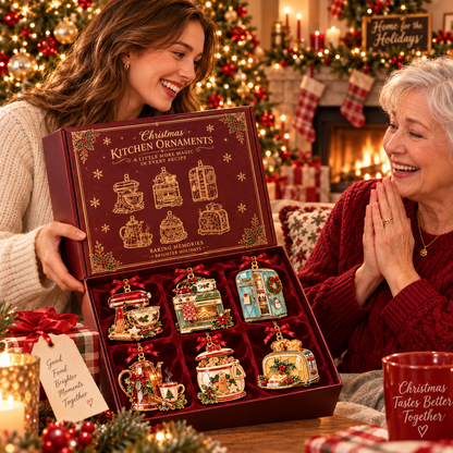 Vintage Christmas Kitchen Ornaments – 6-Piece Retro Baking & Cooking Ornament Set | A Heartwarming Christmas Gift for Bakers, Moms & Grandmas