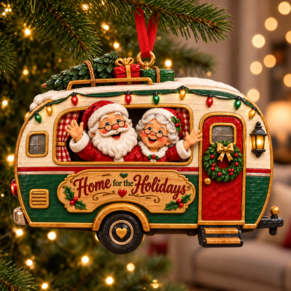 Santa & Mrs. Claus Christmas Adventures – Festive Tree Ornaments in 6 Charming Designs