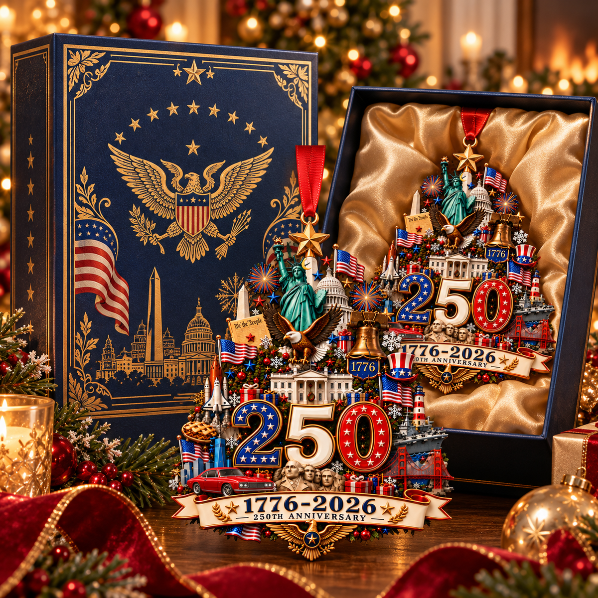 2026 250th Anniversary Christmas Ornament – 1776–2026 Patriotic Commemorative Keepsake, Meaningful Holiday Gift for Family & Friends