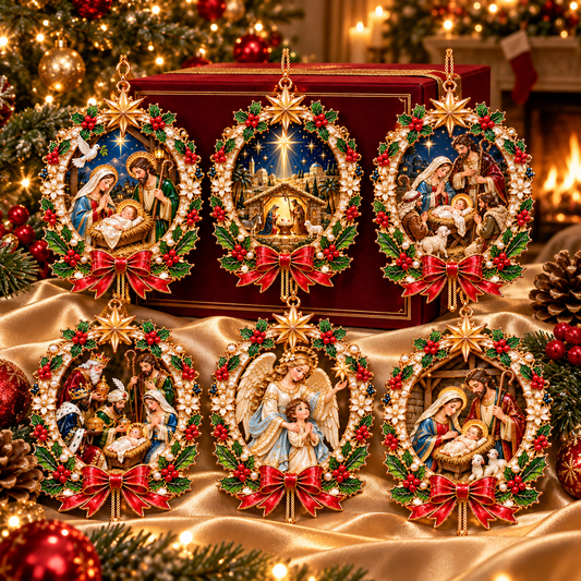 2026 Nativity Christmas Ornaments – 6-Piece Holy Family & Bethlehem Keepsake Collection | Faith-Inspired Christmas Tree Decorations & Meaningful Religious Gifts