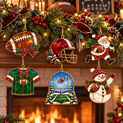 🎄 2026 Christmas Football Ornaments – Set of 6 Festive Football Holiday Keepsakes