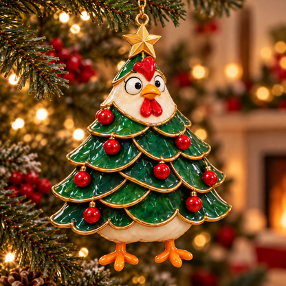 🐔 2026 Christmas Chicken Ornaments – Set of 6 Festive Farmhouse Holiday Keepsakes