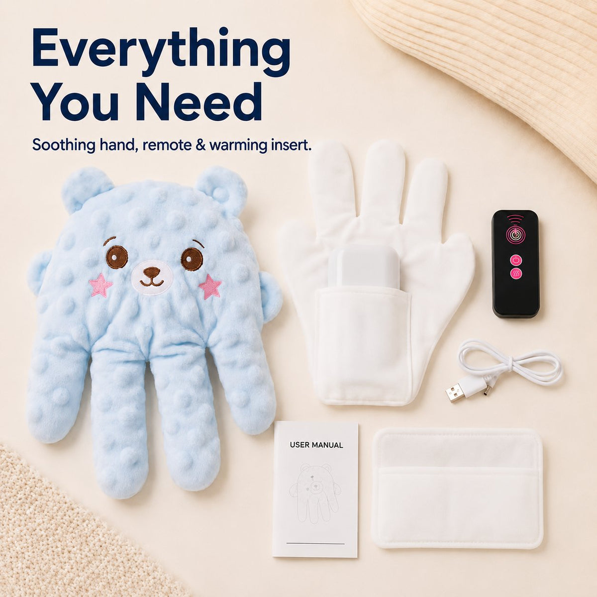 👶 Baby Soothing Rhythmic Palm – Remote-Controlled Patting & Warmth ☁️