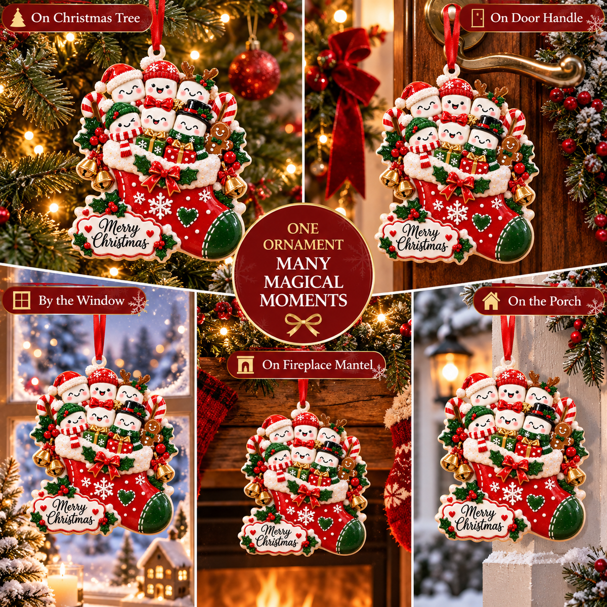 Christmas Marshmallow Family Stocking Ornament - image 7