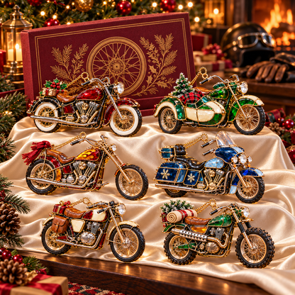 ✨ 2026 Vintage Stained Glass Motorcycle Christmas Ornaments – Set of 6 |  Retro Cruiser, Sidecar, Chopper & Adventure Motorbike Hanging Decorations | Christmas Tree Ornaments & Biker Gifts