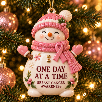 2026 Breast Cancer Awareness Christmas Ornament Set – 6-Piece Pink Ribbon Holiday Keepsake Gift