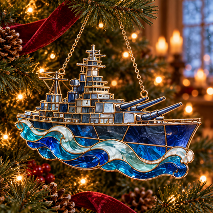✨ 2026 Military Stained Glass Christmas Ornaments – Set of 6