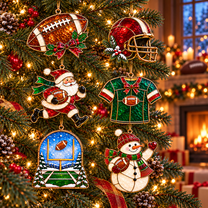 🎄 2026 Christmas Football Ornaments – Set of 6 Festive Football Holiday Keepsakes