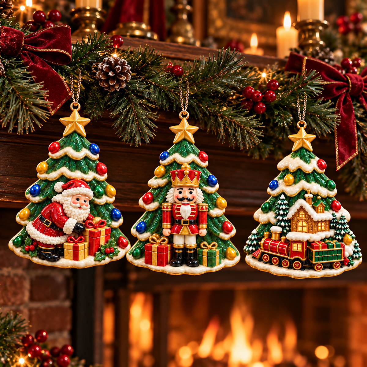 🎄 2026 Christmas Tree Ornaments – Set of 6 Festive Holiday Keepsakes Featuring Santa, Cardinals, Gingerbread House, Snowmen & Nutcracker | Christmas Decorations & Gifts