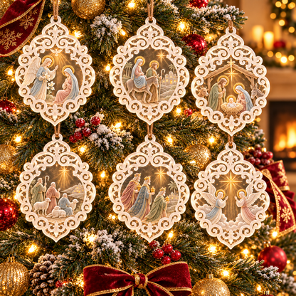 6-Piece Nativity Christmas Ornament Collection – Elegant  Holy Family, Guardian Angels, Three Wise Men & Bethlehem Scene Ornaments | Religious Christmas Tree Decorations & Christian Keepsake Gifts