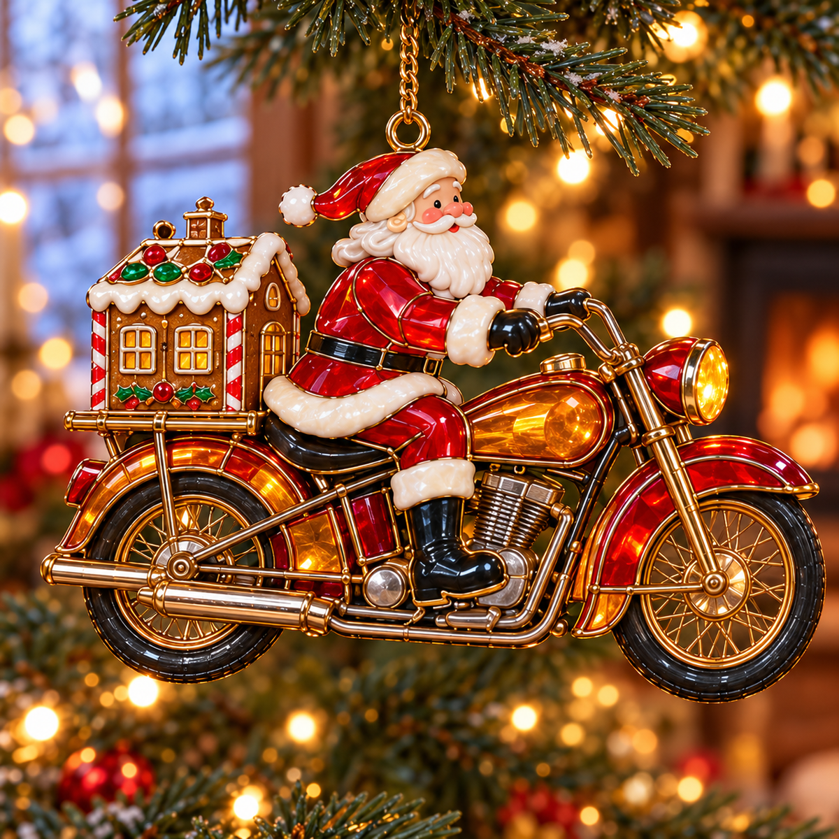 🏍️ 2026 Santa Claus Motorcycle Christmas Ornaments – Set of 6 Vintage Holiday Biker Keepsakes