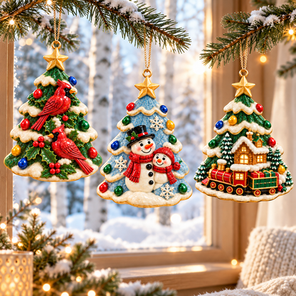 🎄 2026 Christmas Tree Ornaments – Set of 6 Festive Holiday Keepsakes Featuring Santa, Cardinals, Gingerbread House, Snowmen & Nutcracker | Christmas Decorations & Gifts