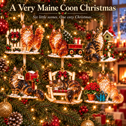 A Very Maine Coon Christmas – 6-Piece Cozy Holiday Ornament Collection