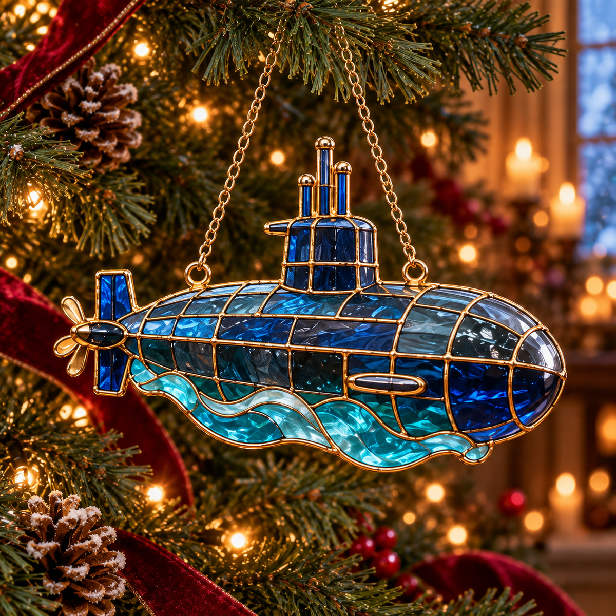 ✨ 2026 Military Stained Glass Christmas Ornaments – Set of 6