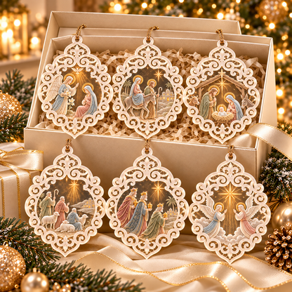 6-Piece Nativity Christmas Ornament Collection – Elegant  Holy Family, Guardian Angels, Three Wise Men & Bethlehem Scene Ornaments | Religious Christmas Tree Decorations & Christian Keepsake Gifts