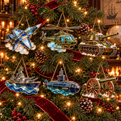 ✨ 2026 Military Stained Glass Christmas Ornaments – Set of 6
