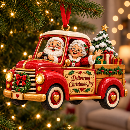 Santa & Mrs. Claus Christmas Adventures – Festive Tree Ornaments in 6 Charming Designs