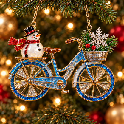 🎄 2026 Vintage Stained Glass Christmas Bicycle Ornaments – Set of 6