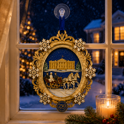 White House Snowy Christmas Night Ornament – USA 250th Anniversary Commemorative Keepsake