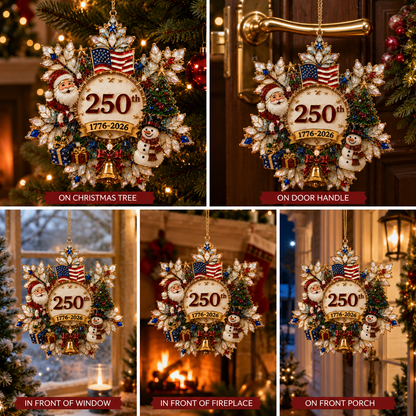 USA 250th Anniversary Snowflake Christmas Ornament – Patriotic Holiday Keepsake 1776–2026