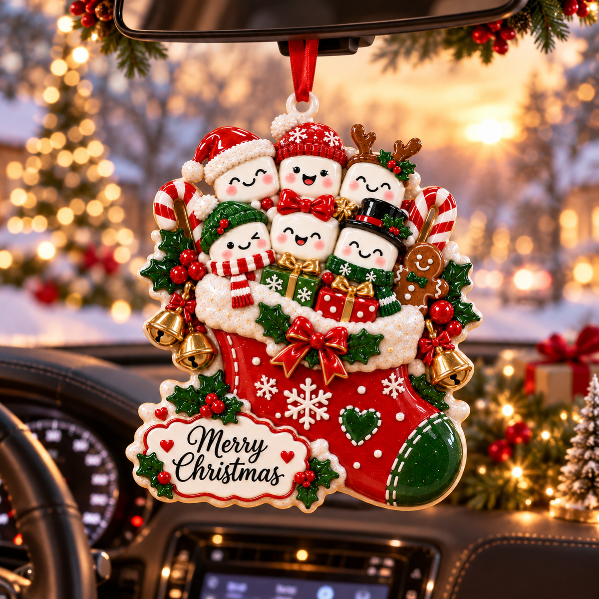 Christmas Marshmallow Family Stocking Ornament - image 5