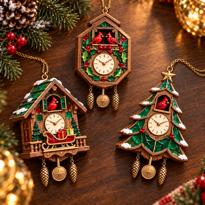 🕰️ 2026 Christmas Cuckoo Clock Ornaments – Set of 6 Vintage Holiday Keepsakes
